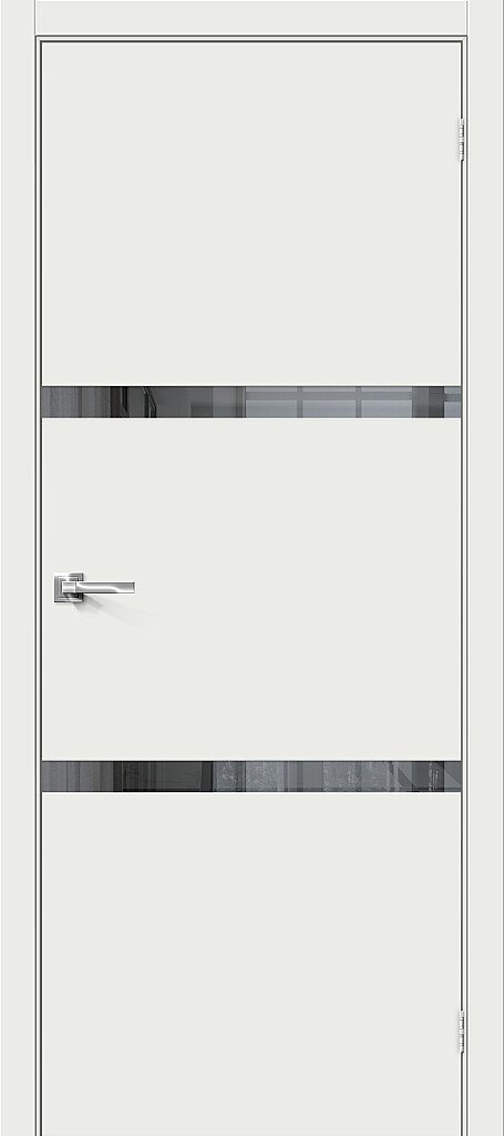 Межкомнатная дверь Браво-2.55.П White Matt Mirox Grey 200*60