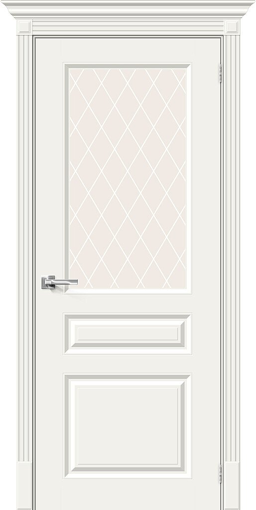 Межкомнатная дверь Скинни-15.1 Whitey White Сrystal 200*60