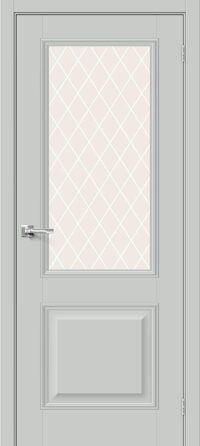 Межкомнатная дверь Классик-13 Grey Silk White Сrystal 200*60