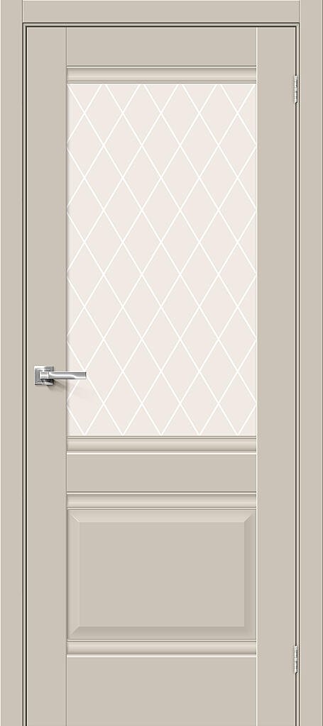Межкомнатная дверь Прима-3 Cream Silk White Сrystal 200*80