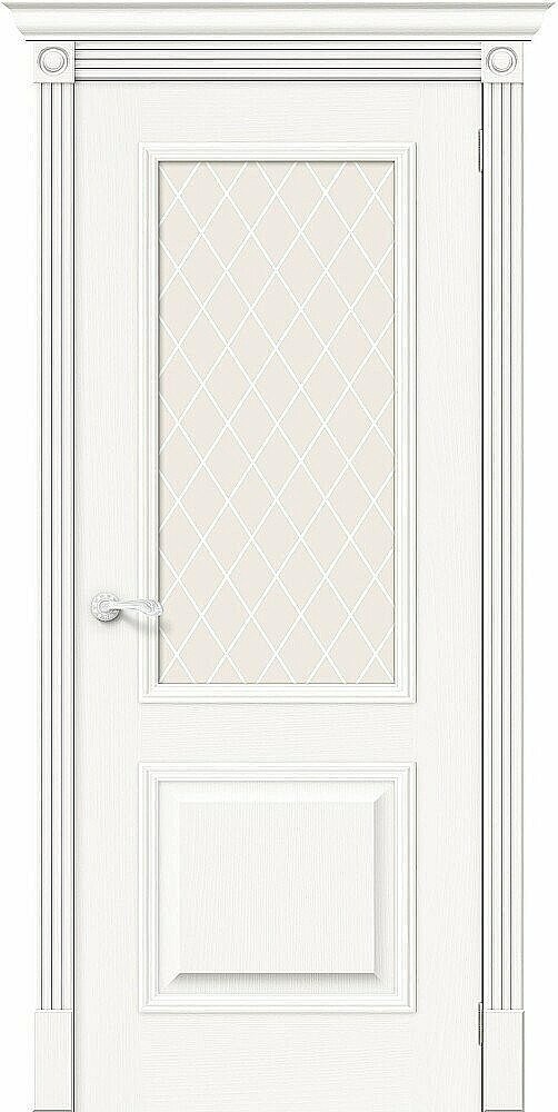 Межкомнатная дверь Вуд Классик-13 Whitey White Сrystal 200*70