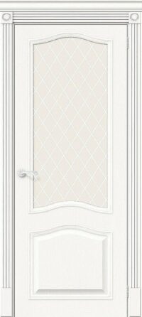 Межкомнатная дверь Вуд Классик-55 Whitey White Сrystal 200*60